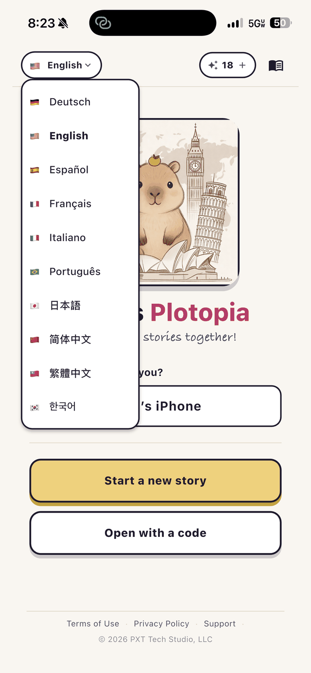 Picking the interface language