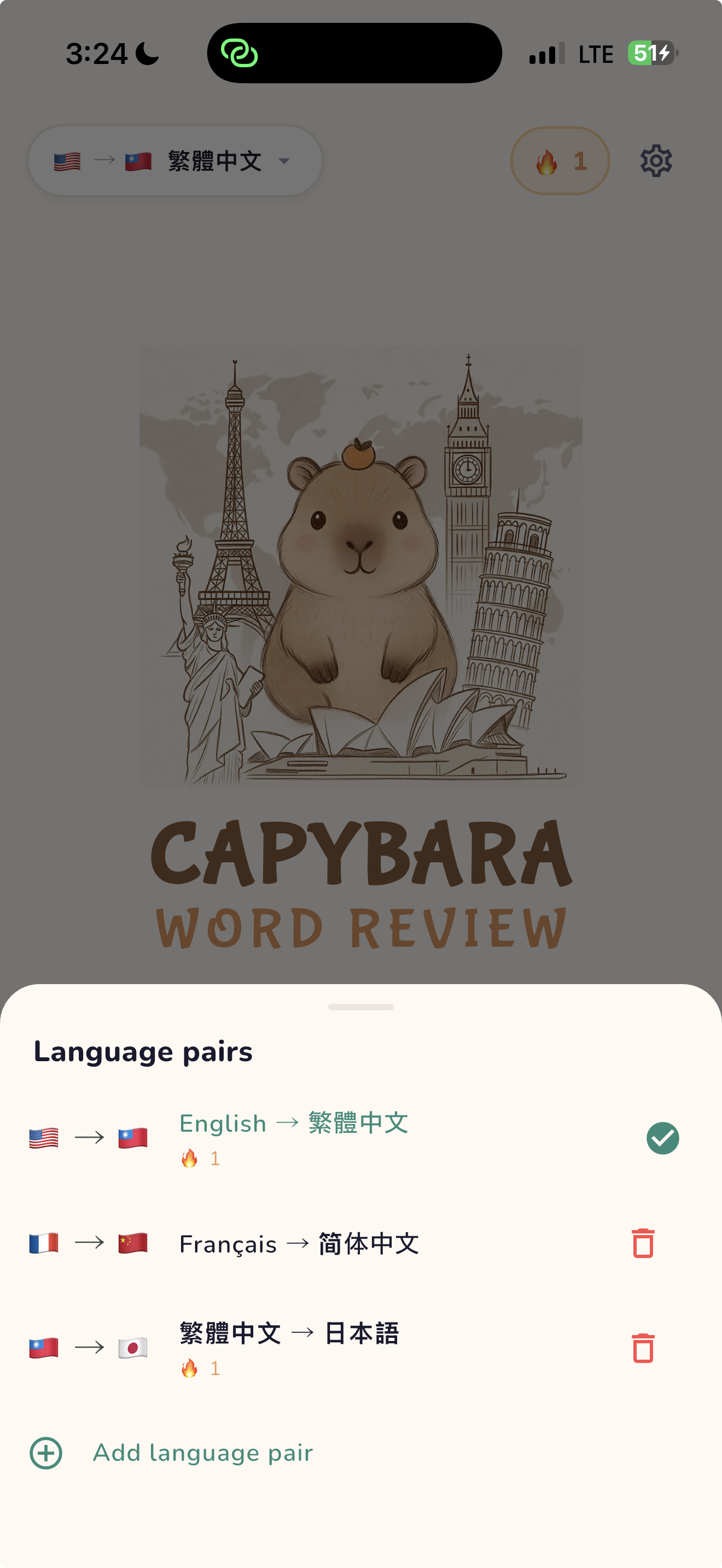 Choosing a language pair